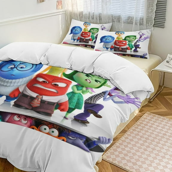 Inside O-u 3 Piece Comforter Bedding 1 Set Super Soft Quilt Cover with 2 Pillowcases Funny Merch Movie Fans Gifts for Girls Boys Kids Adults 86"×70"