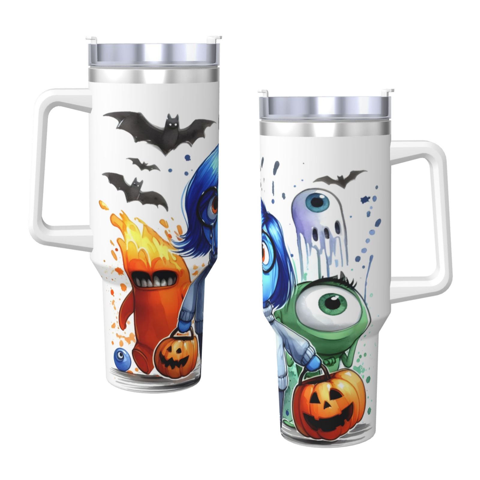 Inside Out 40 Oz Tumbler With Handle And Straw Double Wall Stainless