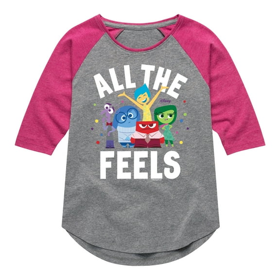 Inside Out - All The Feels - Toddler And Youth Girls Raglan Graphic T-Shirt