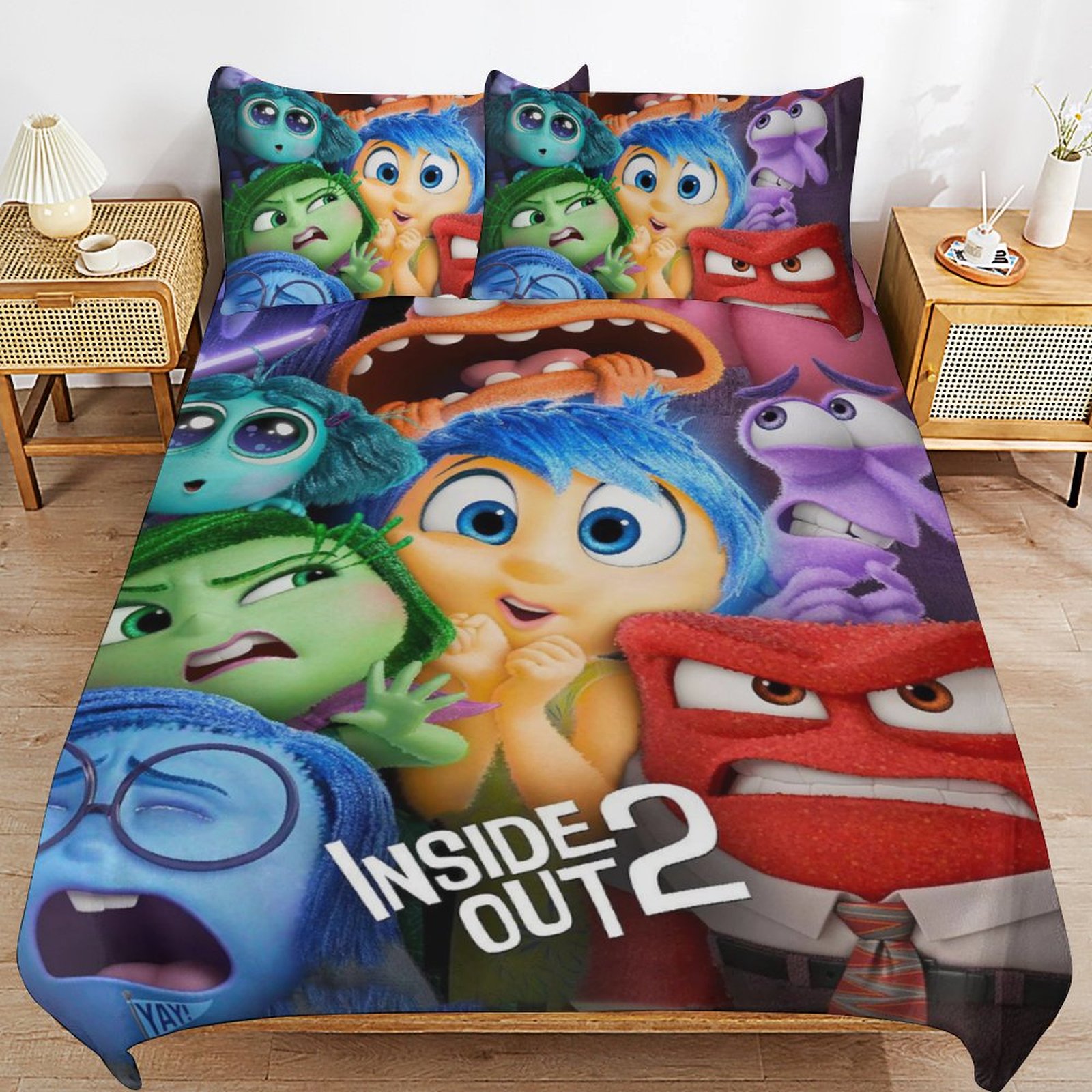 Inside Out Bedding Sets Cute Bed Cover Anime Cartoon 3D Printed Lightweight Room Decor Sets, 1