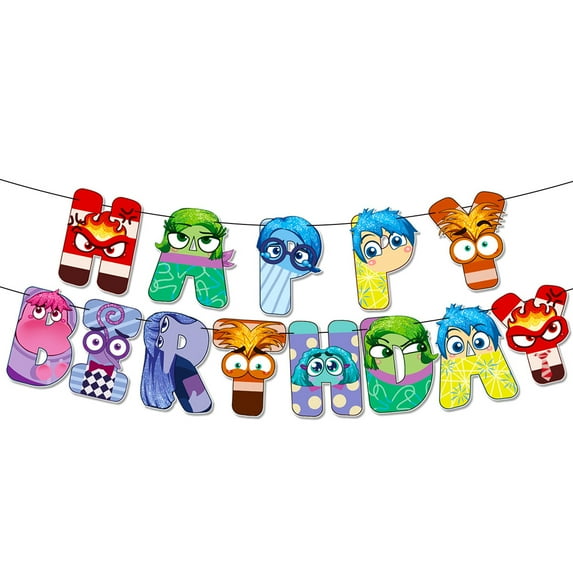 Inside Out Birthday Banner Game Theme Party Decorations Game Theme Banner Colorful Graphics for Anime Birthday Party Decorations