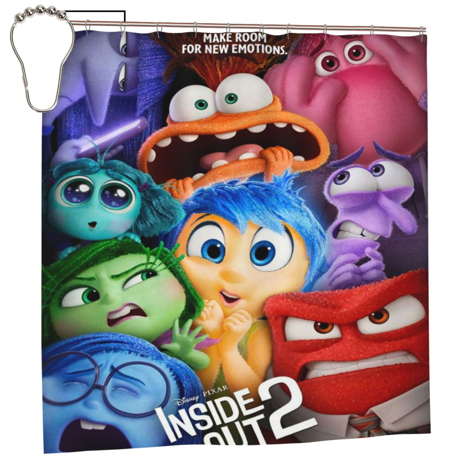 Inside Out Cartoon Shower Curtain 72" X 72" Anime Bathroom Decor With ...