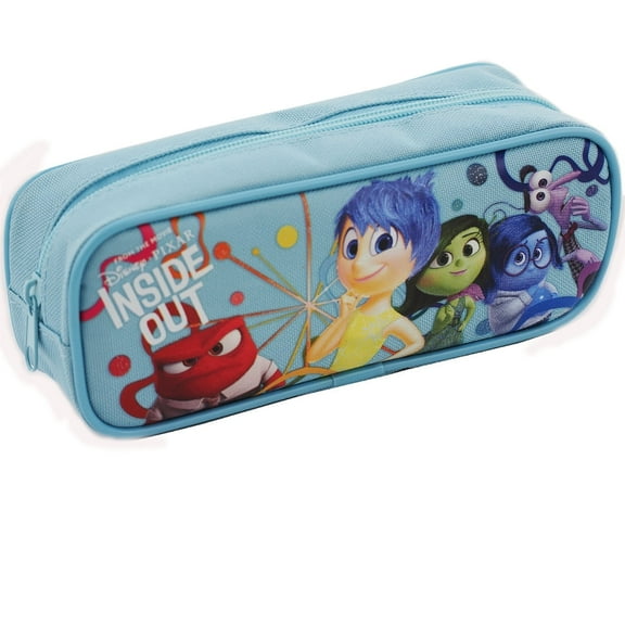 Inside Out Character Single Zipper Light Blue Pencil Case