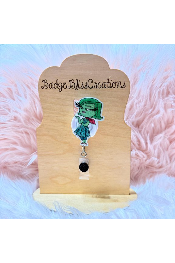 Inside Out Disgust Retractable Badge Reel: Nurse Teacher ID Clip