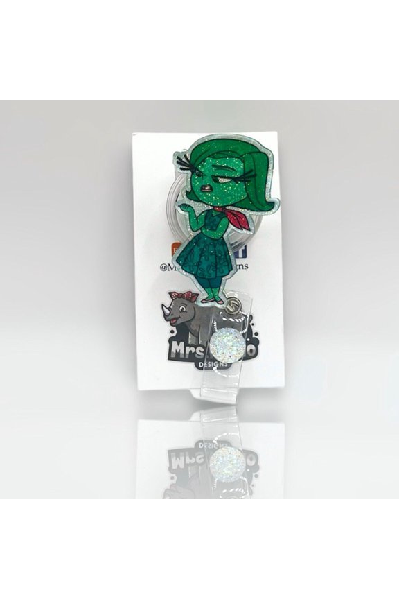 Inside Out Disgust Retractable Badge Reel: Nurse Teacher ID Clip