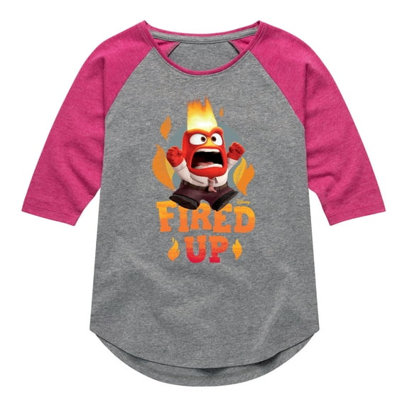 Inside Out - Fired Up - Toddler And Youth Girls Raglan Graphic T-Shirt