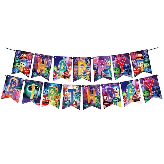Inside Out Happy Birthday Banner Party Decoration Bunting for Women Men Girl Boy Celebration Party Backdrops