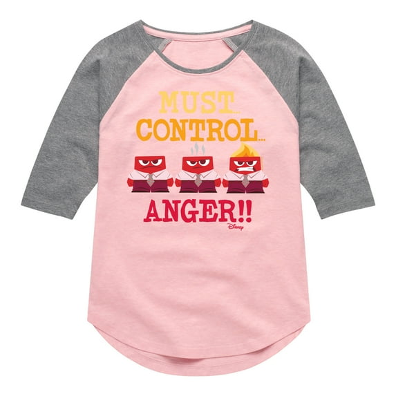 Inside Out - Must Control Anger - Toddler And Youth Girls Raglan Graphic T-Shirt