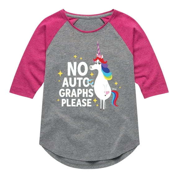 Inside Out - No Autograph Please - Toddler And Youth Girls Raglan Graphic T-Shirt