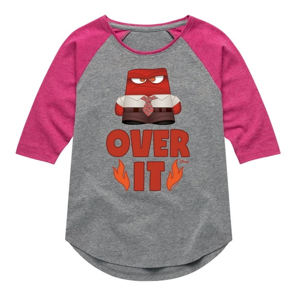 Inside Out - Over It - Toddler And Youth Girls Raglan Graphic T-Shirt