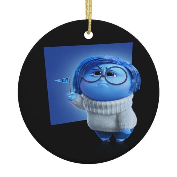 Inside O-u Round Ceramic Pendant Christmas Decoration Holiday with Gold Wire Rope