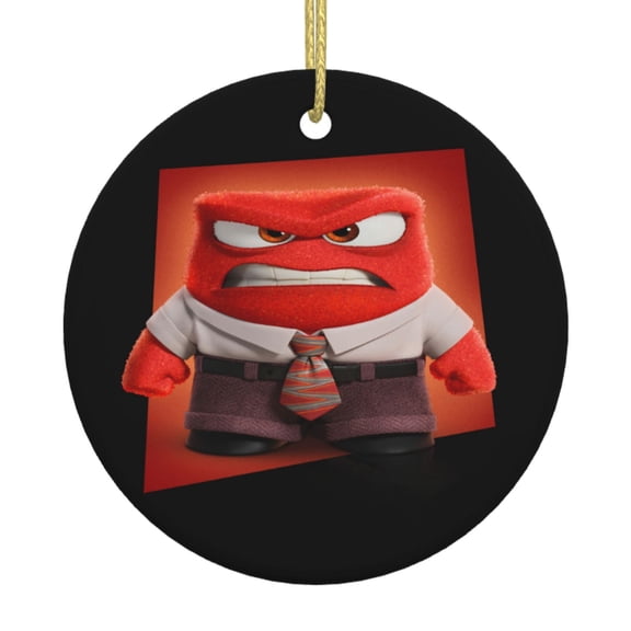 Inside O-u Round Ceramic Pendant Christmas Decoration Holiday with Gold Wire Rope