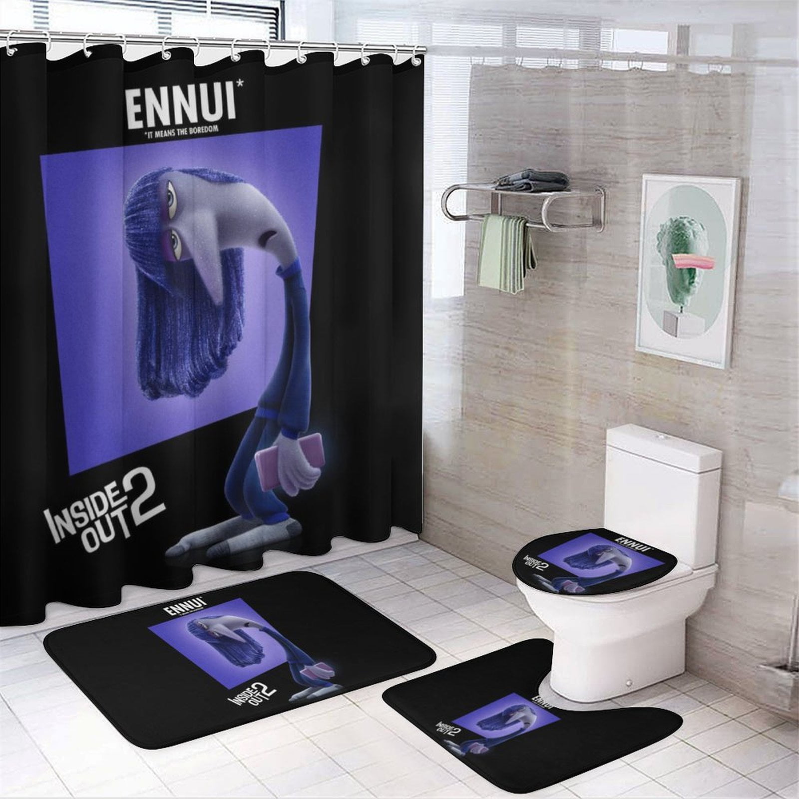 Inside Out Shower Curtain Set 4 Piece, Set Bathroom Sets with Rugs(Bath