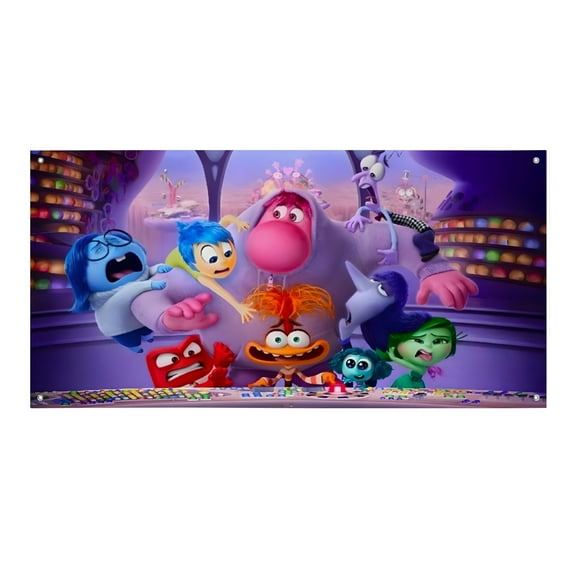 Inside Out-Theme Backdrops Banner Birthday Party Decor Supplies Personalized Party Backdrop Decoration,5x3ft150x90cm