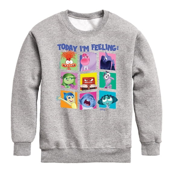 Inside Out - Today, I'm Feeling Grid Boys' Graphic Long Sleeve Fleece Sweatshirt