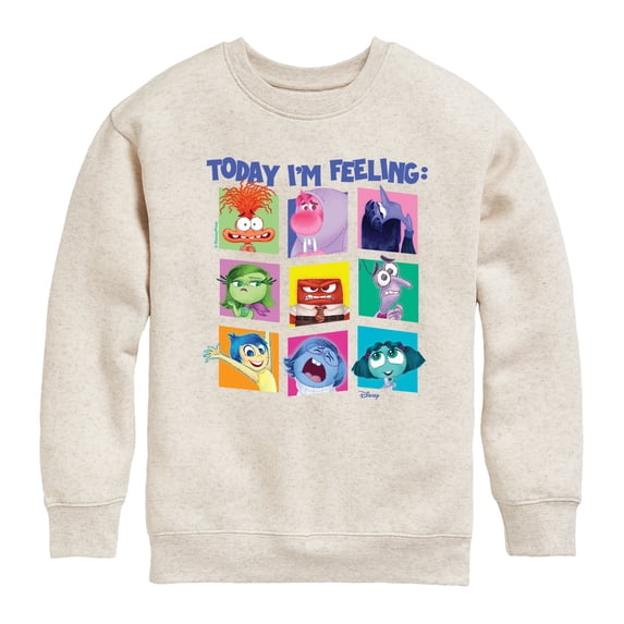 Inside Out - Today, I'm Feeling Grid Boys' Graphic Long Sleeve Fleece Sweatshirt