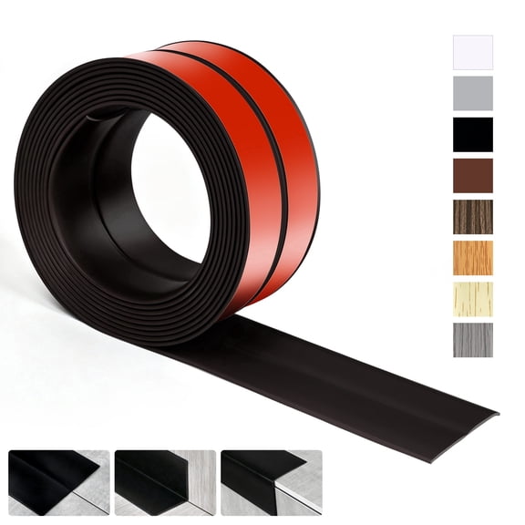 Bnell Wall Protector 2.36" Self Adhesive Flexible Wall Corner Trim for Inside & Outside Corners, Floor Gap Cover Transition Strip(10FT_Black )