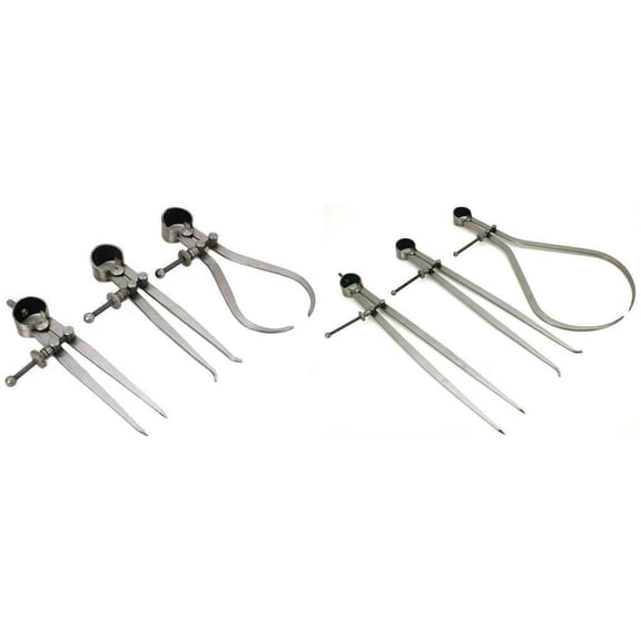 Inside Outside Divider Precision Calipers Small & Large Sets Kit 6 Pcs