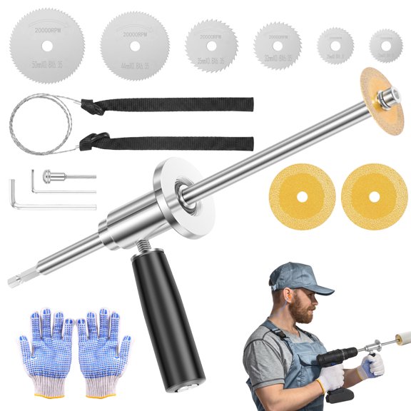 Inside PVC Pipe Cutter Complete Tool Kit Stainless Steel Blades with Clamp Guide Rod Wrench Glove Precision Scale Internal Cutting Tool for Narrow Space Pipeline Repair