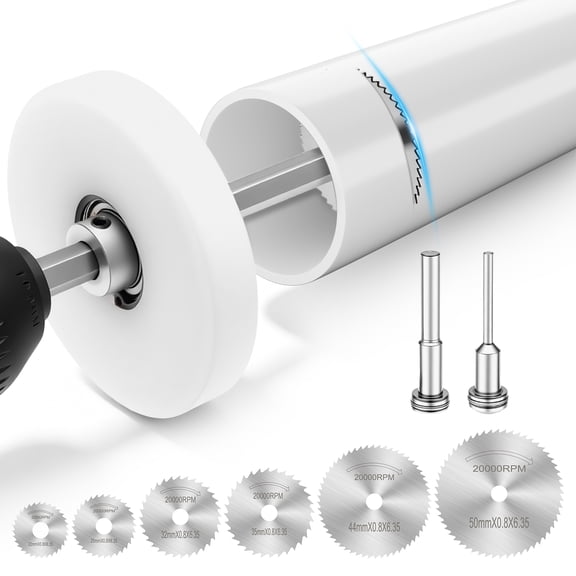 Inside PVC Pipe Cutting Tool Narrow Space Pipe Cutter Kit with Guide Disc 6PCS HSS Saw Blade for Floor Drain Toilet Flange and Wall Plate Cutting