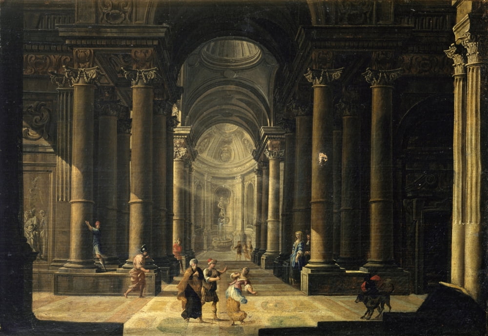 Inside Perspective Of A Palace With Mythologicals Scene Canvas Art - (24 x 18)