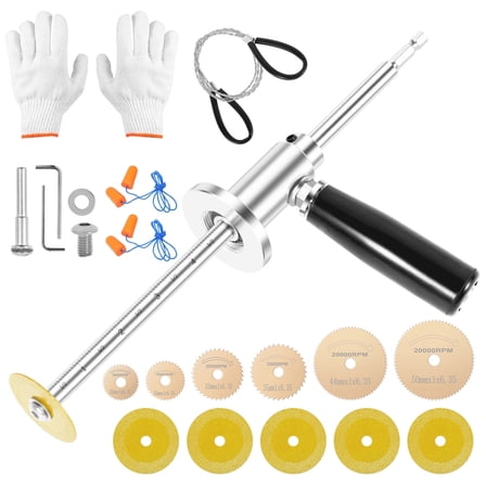 Inside Pipe Cutter for PVC Pipe Cutter Tool, Tubing Cutting Kit with 1/4" Hex Shank Set, Diamond Grit Cutting Wheel Handle, 7 Inch Adjustable Cut Depth Stainless Steel Plumb Tool for 1-1/2“ - 8" Cut