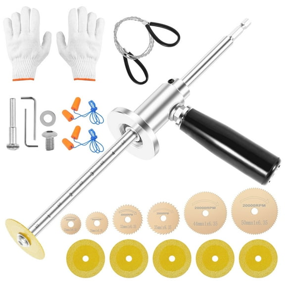 Inside Pipe Cutter for PVC Pipe Cutter Tool, Tubing Cutting Kit with 1/4" Hex Shank Set, Diamond Grit Cutting Wheel Handle, 7 Inch Adjustable Cut Depth Stainless Steel Plumb Tool for 1-1/2“ - 8" Cut