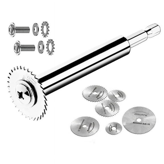 Inside Pipe Cutter for PVC Pipe,Plastic Plumbing Tools with 6Pcs Rotary Drill Saw Blades & 1/4Inch Hex Shank for Plumber,1 x Connecting rod 6 x Saw Blades(22/25/32/35/44/50mm),Silver