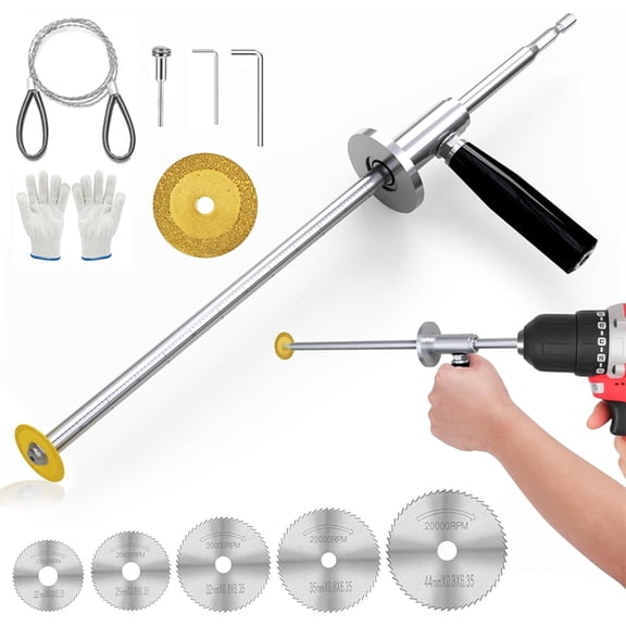 Inside Pipe Cutter for Pvc Pipe with Handle and Grit Cutting Wheel, 7 Inch Adjustable Cutting Depth Gauge Guide