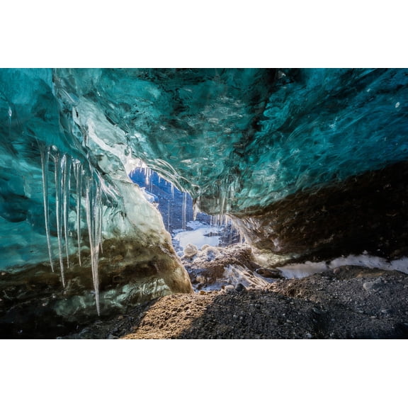Inside glacial ice cave Svinafellsjokull Iceland Canvas Art - Panoramic Images (27 x 9)