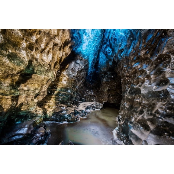 Inside glacial ice cave Svinafellsjokull Iceland Canvas Art - Panoramic Images (27 x 9)