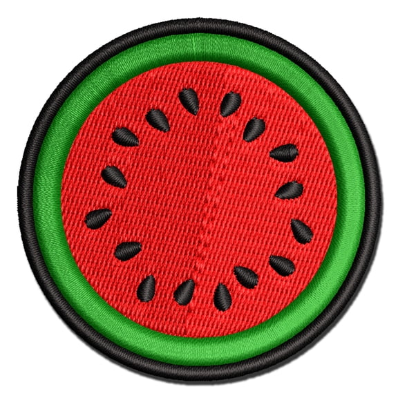 Inside of Whole Melon Applique Multi-Color Embroidered Iron-On Patch - 3.5 Inch Large