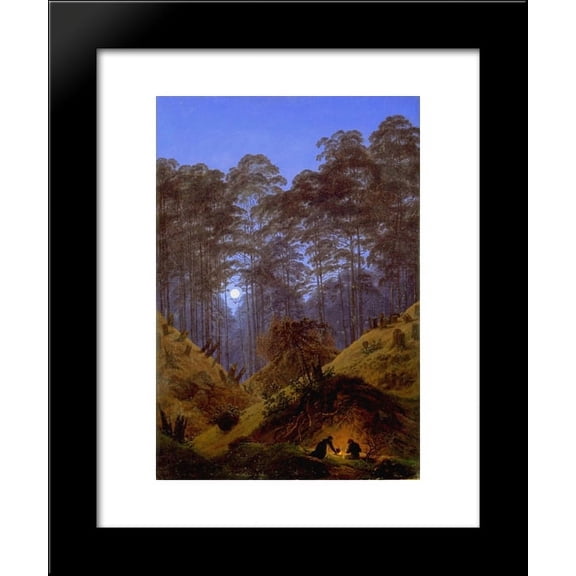 Inside the Forest under the moonlight 20x24 Framed Art Print by Caspar David Friedrich