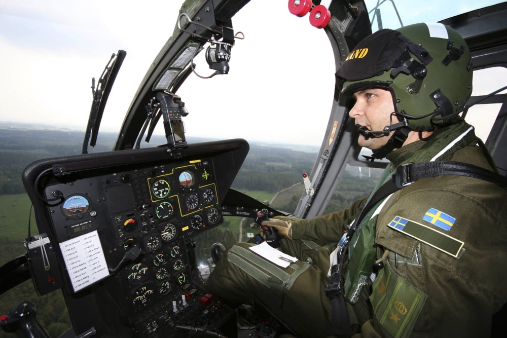 Inside the MBB Bo 105 helicopter of the Swedish Air Force Canvas Art - Daniel KarlssonStocktrek Images (18 x 12)