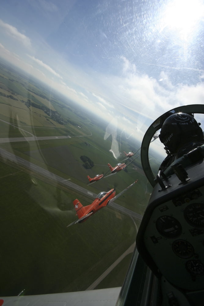 Inside the Pilatus PC-7 turboprop trainer of the Swiss Air Force display team Canvas Art - Daniel KarlssonStocktrek Images (12 x 18)