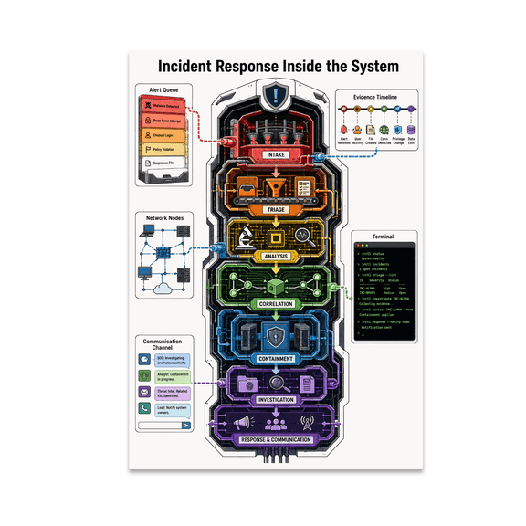 Inside the System Poster, Incident Response Teams and SOC Training, 13x19 Glossy Paper