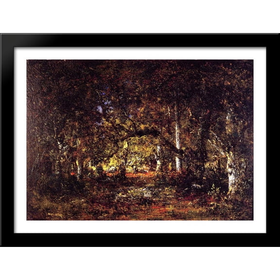 Inside the forest 38x28 Large Black Wood Framed Print Art by Theodore Rousseau