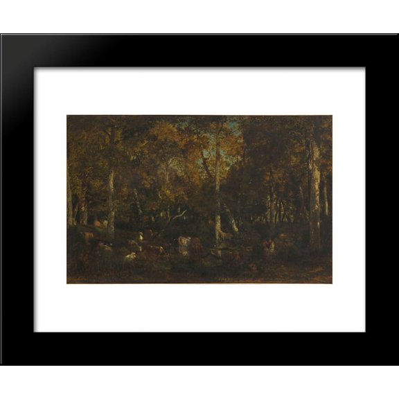 Inside the forest grove at Vieux Dormoir du Bas-Brau (Fontainebleau forest) 20x24 Framed Art Print by Theodore Rousseau