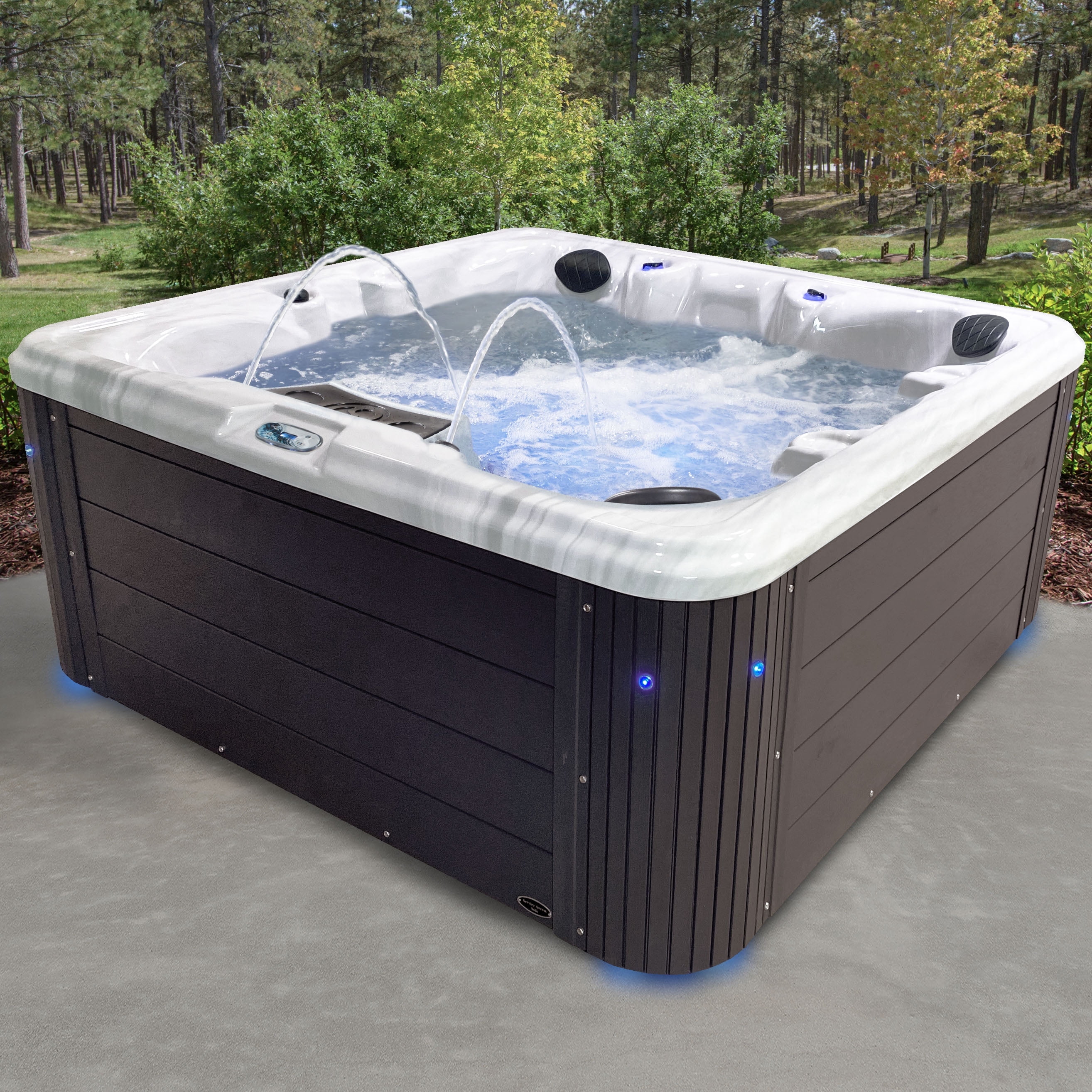 Espresso 6-Person Square Acrylic Hot Tub with 34 Jets and Ice Bucket