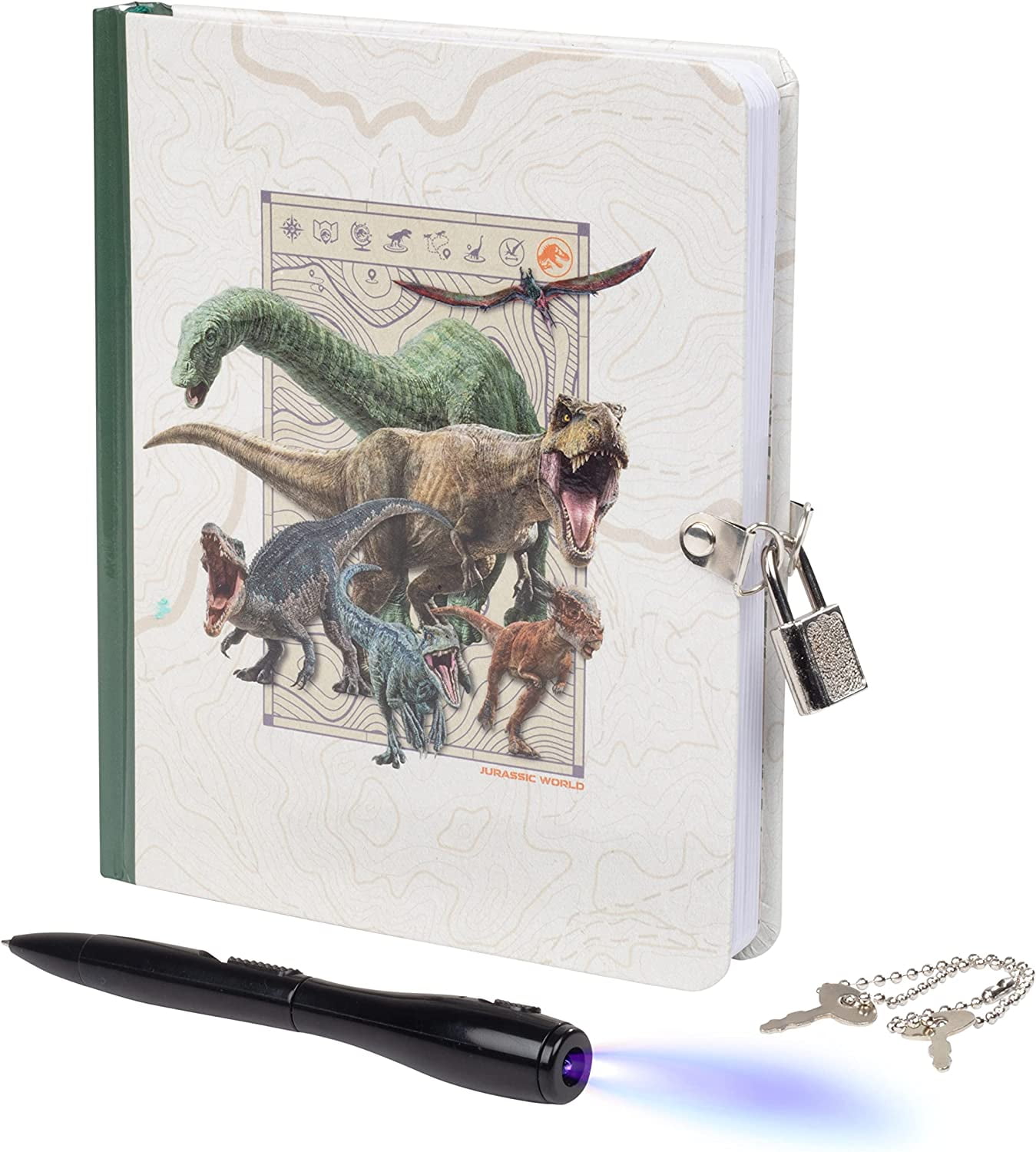 Insight Editions Jurassic World Lock & Key Diary for Kids,192 Pages - Includes Magic UV Light Pen - Jurassic Park Gift for Boys and Girls - Officially Licensed