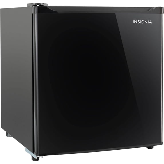 Insignia 1.6 cubic ft 1-door compact 12 volt RV refrigerator, black