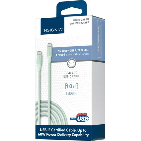 Insignia - 10' USB-C to USB-C Charge-and-Sync Cable - Green