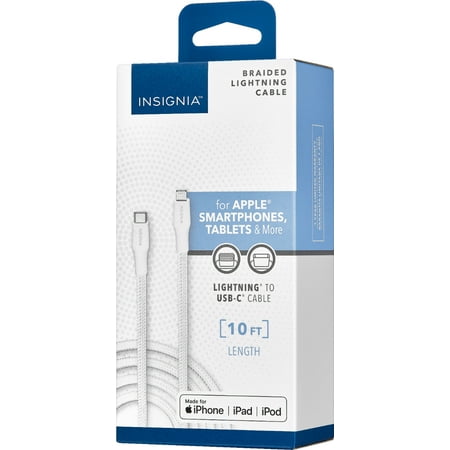 Insignia™ - 10' USB-C to Lightning Charge-and-Sync Cable - Moon Gray