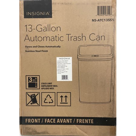 Insignia™ - 13 Gal. Automatic Trash Can - Stainless Steel