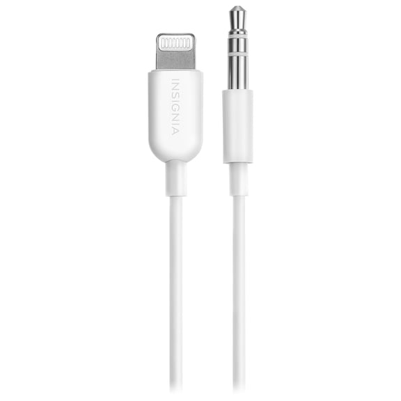 Insignia 3 ft. (0.9m) Lightning to 3.5mm Stereo Cable White Audio Cable for iPhone, iPad & Car/Home Stereo