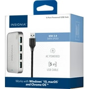 Insignia 4-Port USB 3.0 Hub with 5ft. Cable Power Supply, USB Splitter Expander for Laptop, Xbox, Flash Drive, HDD, Console, Printer, Camera, Keyborad, Mouse, MacBook, Surface, PC, Silver Grey