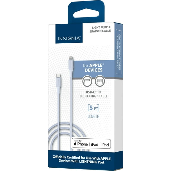 Insignia - 5' Lightning to USB-C Charge-and-Sync Cable - Purple