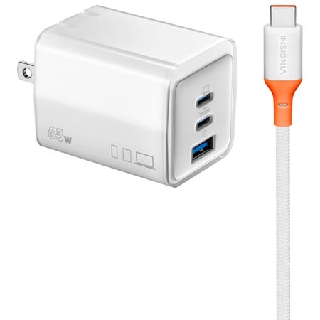 Insignia 65W 3-Port Wall Charger with USB-C Cable (NS-MW3165C2B-C)