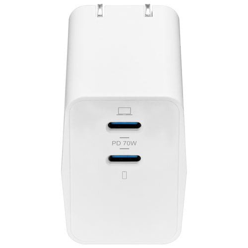 Insignia 70W Dual USB-C GaN Wall Charger, White – NS-PW370C2W25-C