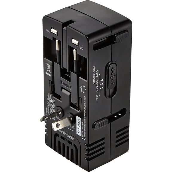 Insignia All-in-One Travel Adapter Converter – Worldwide Plug Adapter with USB-C & USB-A Ports, 1875W Voltage Converter for International Travel